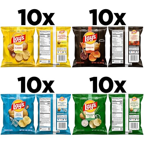 Lay S Potato Chips 4 Flavor Variety Pack 1 Oz Single Serve Bags 40 Pack