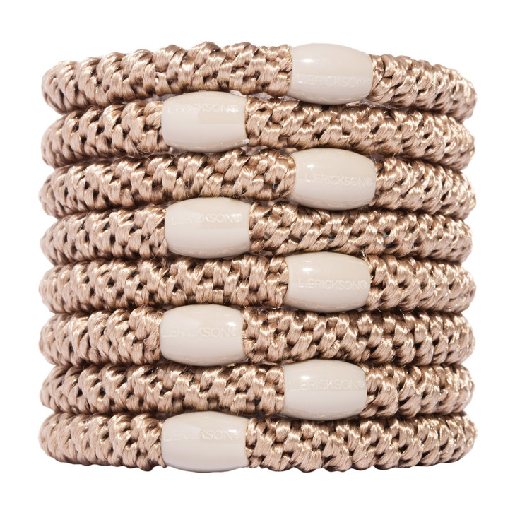 L. Erickson Blonde Hair Ties for Thick Hair, Grab & Go Ponytail Holders, 8 Pack, Camel, Thick No-Crease Bands with Strong Hold, Damage-Free Design, W