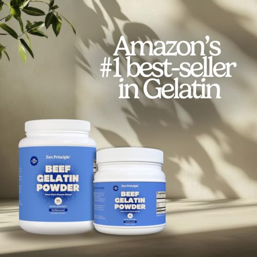 Zen Principle Grass Fed Gelatin Powder 1.5 Lb. Custom Anti Aging Protein For Healthy Hair Skin Joints And Nails. Paleo And Keto Friendly.