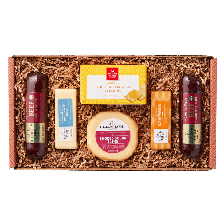 Hickory Farms Signature Beef Meat And Cheese Gift Basket Medium Box Set Charcuterie Board Food Summer Sausage Father S Day Mother S Day