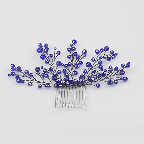 Fxmimior Bridal Women Navy Blue Vintage Crystal Rhinestone Vintage Hair Comb Wedding Party Hair Accessories