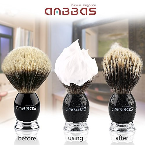 Anbbas Silvertip Badger Shaving Brush Black Resin And Alloy Handle For Men Wet Shave Pure Badger Hair No Hair Shedding No Terrible Smell