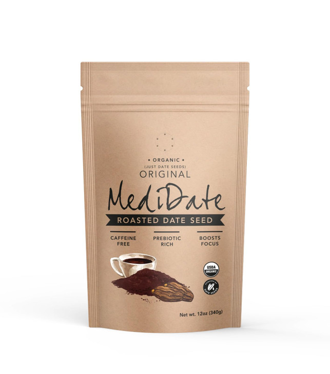 Medidate Coffee Alternative Roasted Date Seeds Naturally Occurring Prebiotics Polyphenols Caffeine And Acid Free 12 Oz. 25 Servings