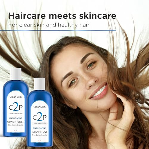 Clear 2 Perfection Acne Treatment Kit Non Comedogenic Haircare And Skincare Trio Scrub Shampoo And Conditioner Ideal For Acne Prone Skin And