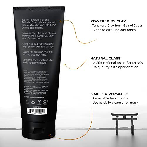 Blackwood For Men Cooling Clay Facial Wash Acne Blackhead Cleanser 7.41Oz