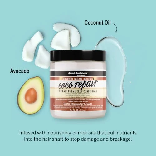 Aunt Jackie S Coconut Crème Recipes Coco Repair Deep Hair Conditioner Delivers Nourishment Stops Damage Breakage For Natural Curls 15 Oz