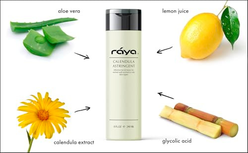 Raya Calendula Astringent With Aha 8 Oz G 206 Glycolic Facial Toner For Combo And Partially Oily Skin Prone To Break Outs Helps Normalize Ph