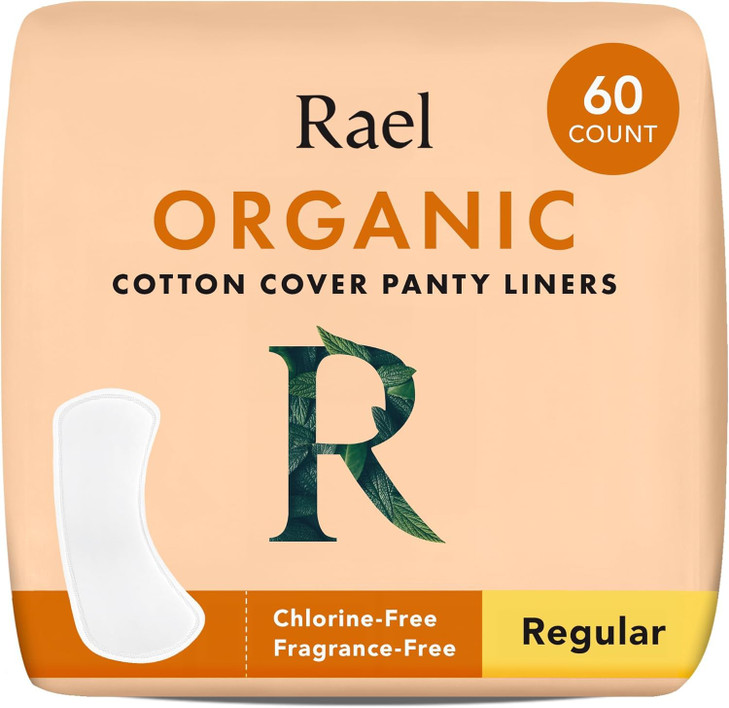 Rael Daily Panty Liners For Women Organic Cotton Cover Regular 60 Count