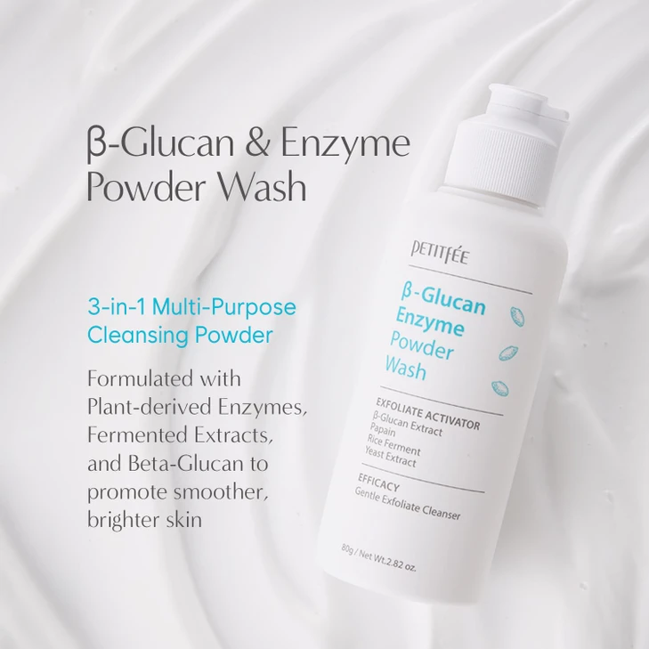 Petitfee B Glucan Enzyme Wash Facial Cleanser Cleansing Powder With Papaya Extract Papain Rice Ferment Extract For Gentle Daily Exfoliation