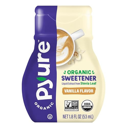 Pyure Organic Vanilla Stevia Liquid Sweetener Sugar Free Stevia Drops Keto Sugar Substitute Zero Calorie Zero Carb Zero Sugar Liquid