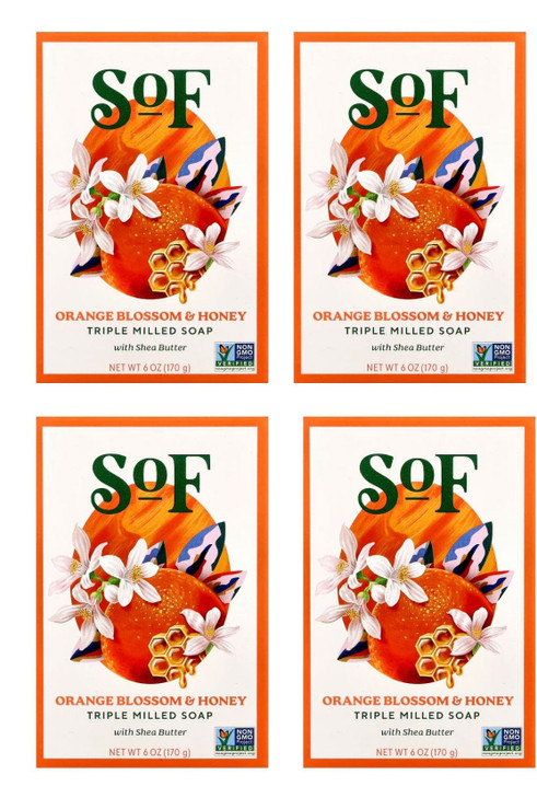 Sof Orange Blossom Moisturizing Bar Soap Coconut Oil And Shea Butter 4Pk