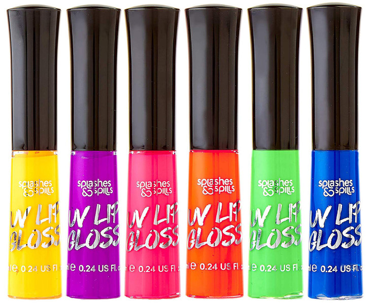 Splashes And Spills Uv Blacklight Lip Gloss 6 Color Variety Pack 3.7G Day Or Night Stage Clubbing Or Costume Makeup