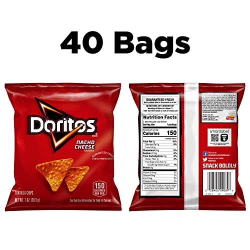 Doritos Flavored Tortilla Chips Nacho Cheese 1 Ounce Pack Of 40