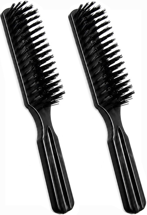 Luxxii 2 Pack Bristle Hair Brush Set 7.5 Inch Nylon Bristle Hair Brushes For Women Men Kids Travel Pocket Hair Brush For Purse Detangling