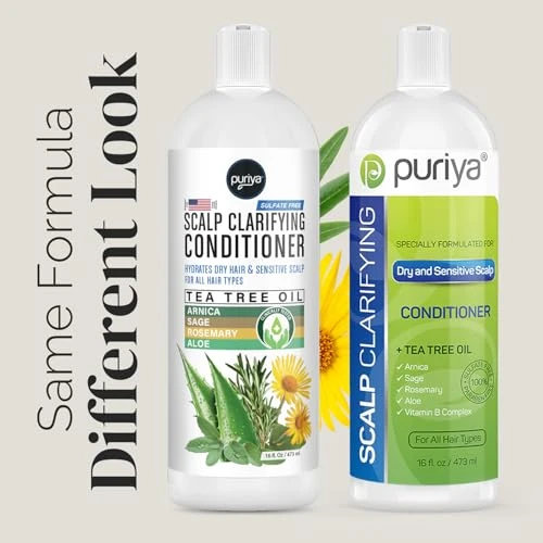 Puriya Sulfate Free Hair Conditioner With Tea Tree Oil Moisturizing Treatment For Dry Itchy Flaky Scalp And Damaged Hair For Men And Women