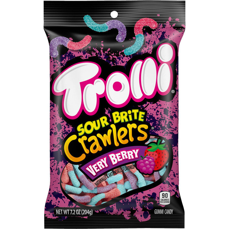 Trolli Sour Brite Crawlers Very Berry Candy Sweet And Sour Worms 7.2 Oz