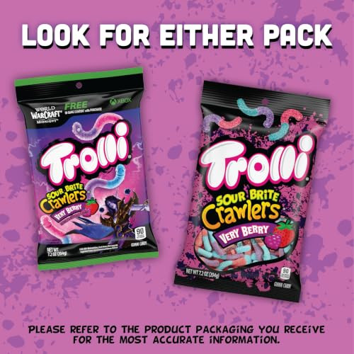 Trolli Sour Brite Crawlers Very Berry Candy Sweet And Sour Worms 7.2 Oz