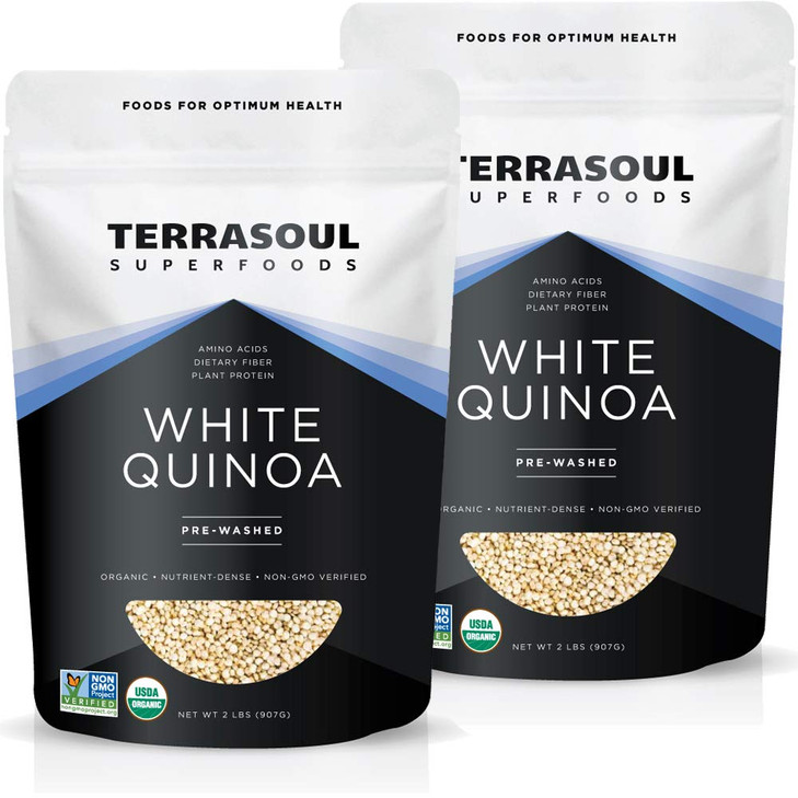 Terrasoul Superfoods Organic White Quinoa 4 Lbs Whole Grain Pre Washed Gluten Free Plant Protein Fiber