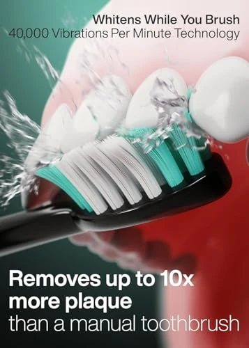 Aquasonic Black Series Ultra Whitening Toothbrush Ada Accepted Electric Toothbrush 8 Brush Heads And Travel Case 40 000 Vpm Electric Motor