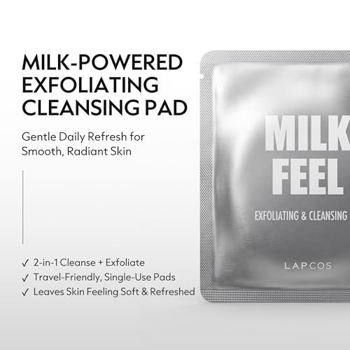 Lapcos K Beauty Milk Feel Exfoliating And Cleansing Pads Clear Acne Prone Skin Nourishing For Improved Skin Texture Single Scrub Pack Of 10