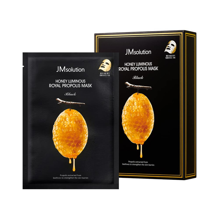 Jmsolution Honey Luminous Royal Propolis Mask Plus 10 Sheets 30Ml Nourishing And Hydrating Korean Sheet Mask Honey Glow Skin Barrier Care K