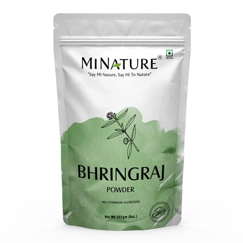 Bhringraj Powder Eclipta Prostrata By Mi Nature 227G 8 Oz 0.5 Lb 100 Percent Natural And Pure Hair Growth Hair Pack Improves Hair Quality