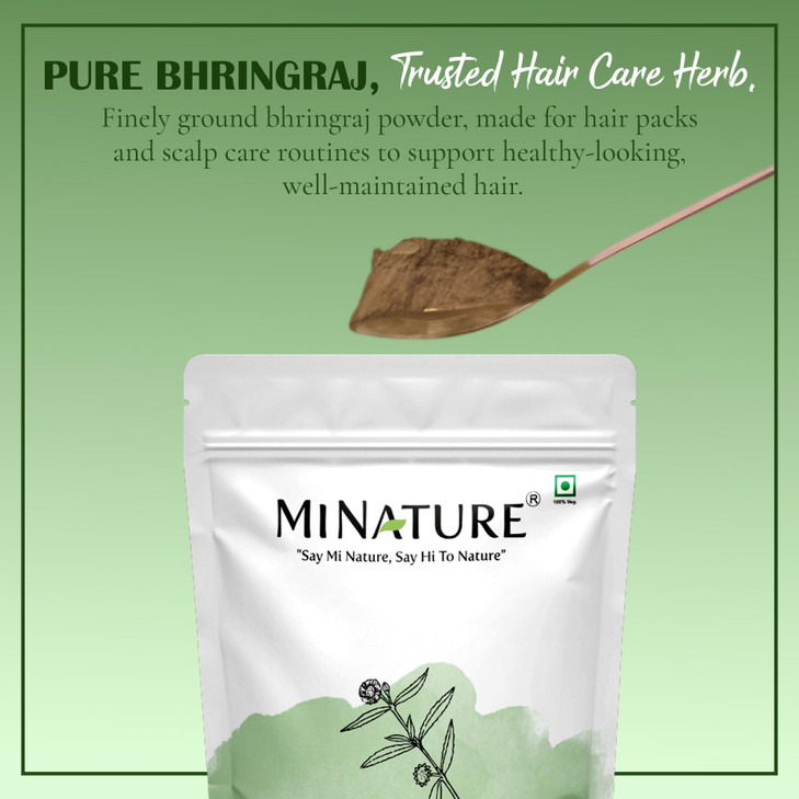 Bhringraj Powder Eclipta Prostrata By Mi Nature 227G 8 Oz 0.5 Lb 100 Percent Natural And Pure Hair Growth Hair Pack Improves Hair Quality