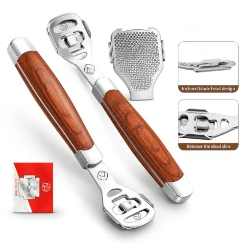 Foot Care Pedicure Callus Shaver Hard Skin Remover Wood Handle 10 Blades