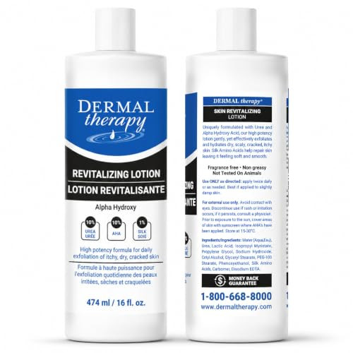 Dermal Therapy Revitalizing Lotion 10 Percent Urea Plus 10 Percent Lactic Acid Fragrance Free Body Lotion For Dry Cracked Skin Non Greasy