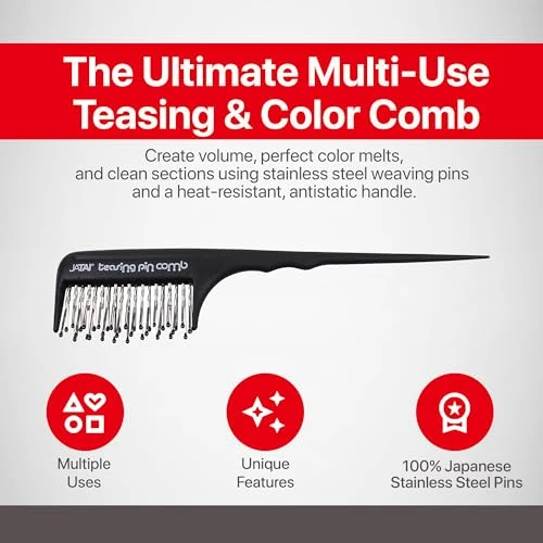 Jatai Teasing Pin Comb Abs Resin Handle Backcombing Detangling Balayage