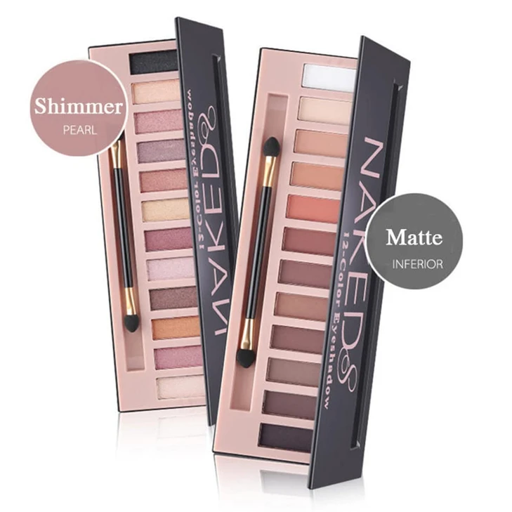 Boloper 2 Pack 12 Colors Makeup Nude Colors Eyeshadow Palette Natural Nude Matte Shimmer Glitter Pigment Eye Shadow Pallete Set Waterproof