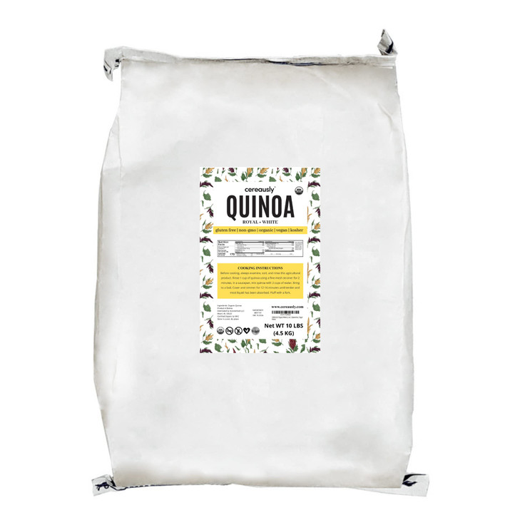 Cereausly Organic White Quinoa Premium Royal Quinoa From Bolivia Kosher And Non Gmo Quinoa Bulk Vegan And Gluten Fee Cooking Quinoa 10 Lb