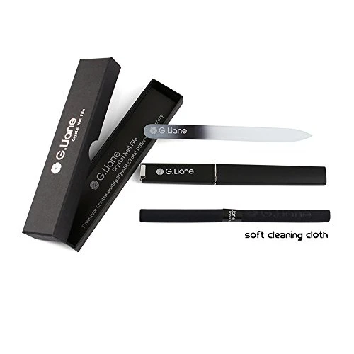 G.Liane Crystal Nail File Professional Double Sided Glass Fingernail Files With Case Manicure For Natural Acrylic Gels Nails Manicure Tools