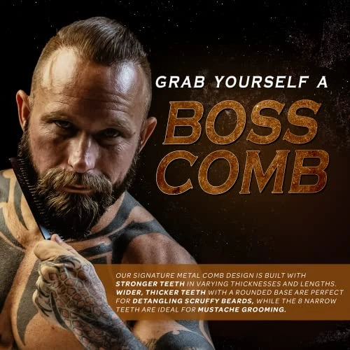 Bossman Metal Grooming Comb For Men Mustache And Beard Styling Tool Black