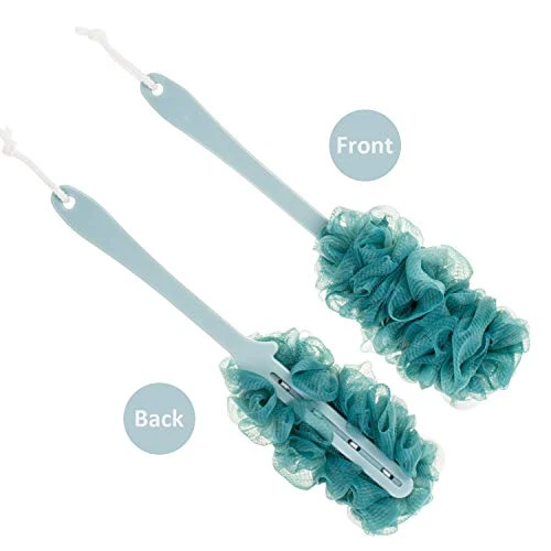 Long Handle Shower Loofah Back Scrubber Bath Body Brush On A Stick Blue