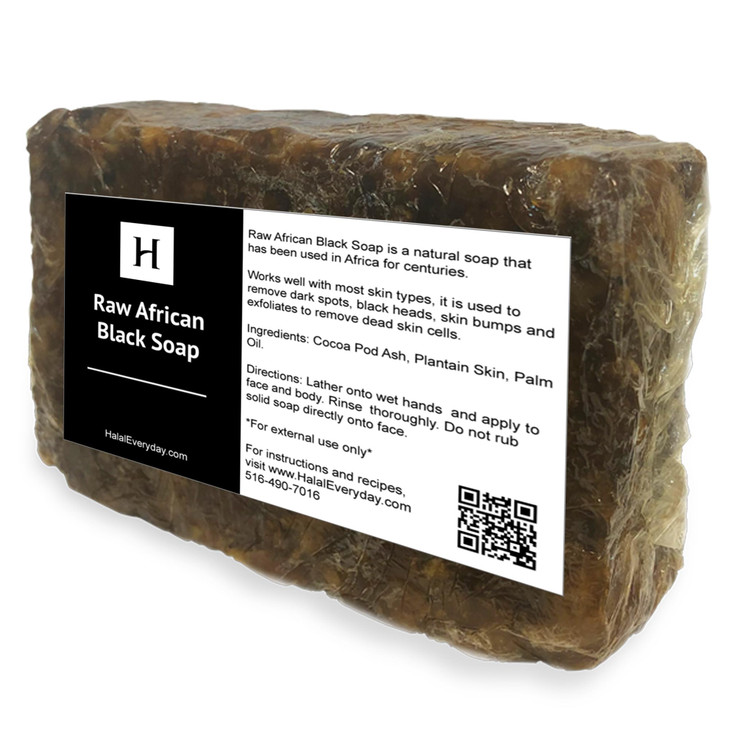 HalalEveryDay - Raw African Black Soap from Ghana, Black Soap with Shea Butter, Black African Soap for Nourished Skin, Natural African Black Soap Bar