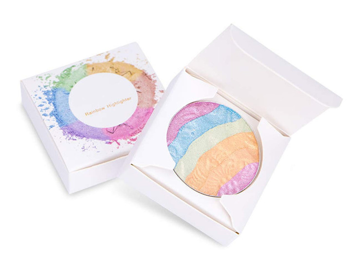 Fantasyday Pro 6 Colors 3D Baked Rainbow Highlighter Eyeshadow Makeup Palette Xmas Cosmetic Blusher Shimmer Powder Contouring Kit Unicorn