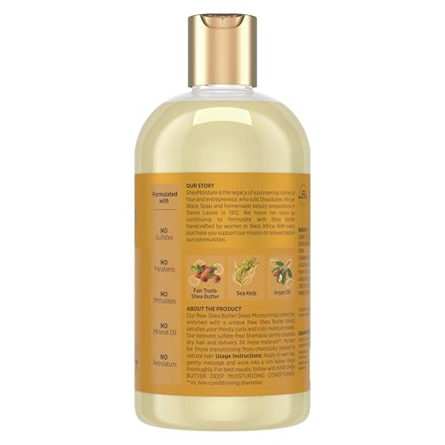 SheaMoisture Raw Shea Butter Deep Moisturizing Shampoo Raw Shea Butter for Dry, Damaged or Transitioning Hair with Argan Oil For a Healthy Glow 13 oz