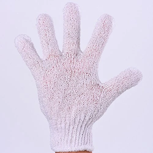 Hotop 4 Pairs Shower Gloves Scrubbing Gloves Dual Sided Exfoliating Glove Body Bath Scrubs White