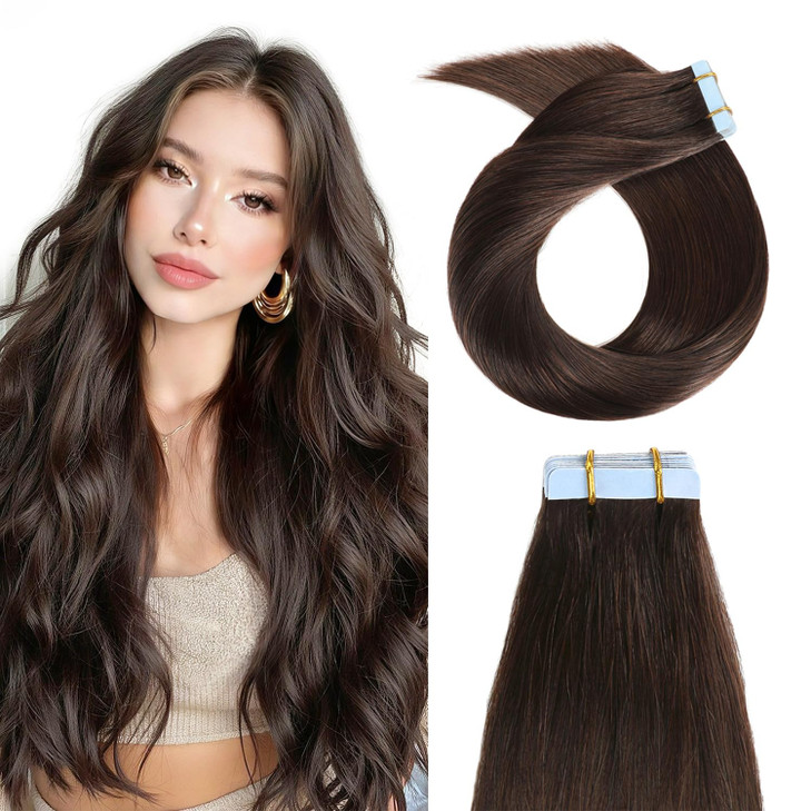 Yilite Human Hair Tape In Extensions Dark Brown 2 16 Inch