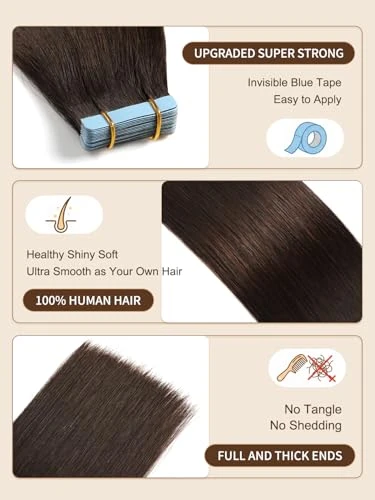 Yilite Human Hair Tape In Extensions Dark Brown 2 16 Inch