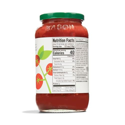 365 By Whole Foods Market Organic Fat Free Marinara Pasta Sauce 25 Ounce