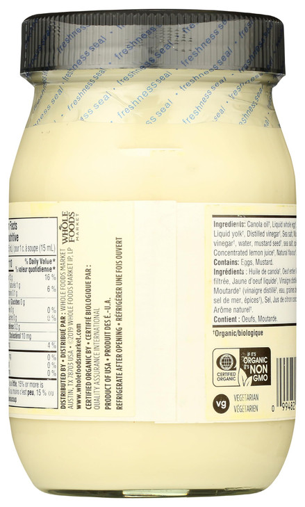 365 By Whole Foods Market Organic Mayonnaise 16 Fl Oz