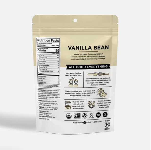 Emmy S Organics Coconut Cookies Pack Of 4 Vanilla Bean Gluten Free Organic Vegan Paleo Friendly