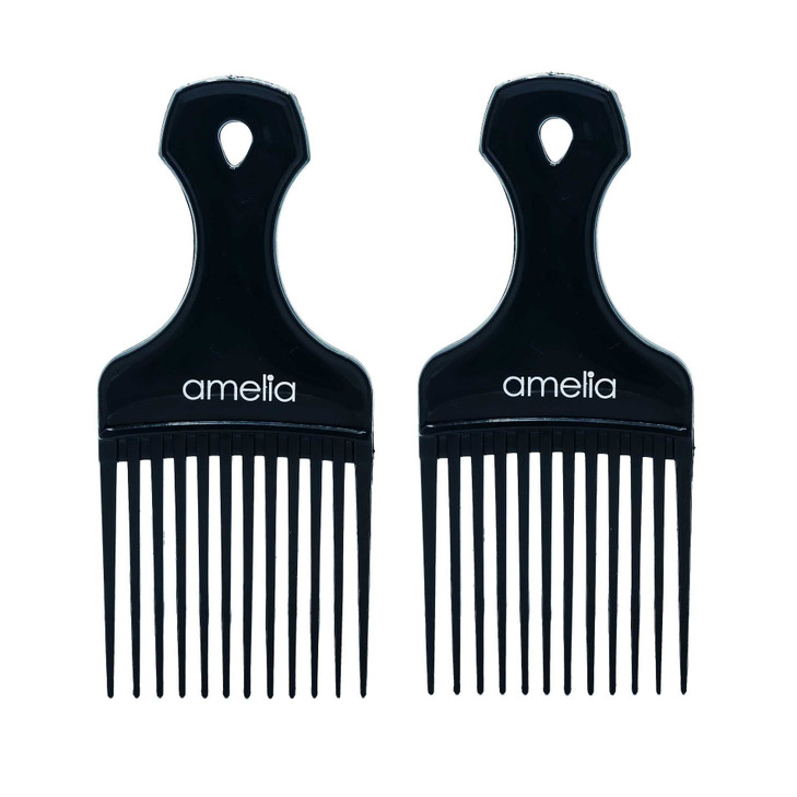 Amelia Beauty 7In Black Curly Hair Wide Tooth Pick 2 Pack Made In Usa Easily Creates Volume Detangles Reduces Frizz Afro Pick Styling Tool 7