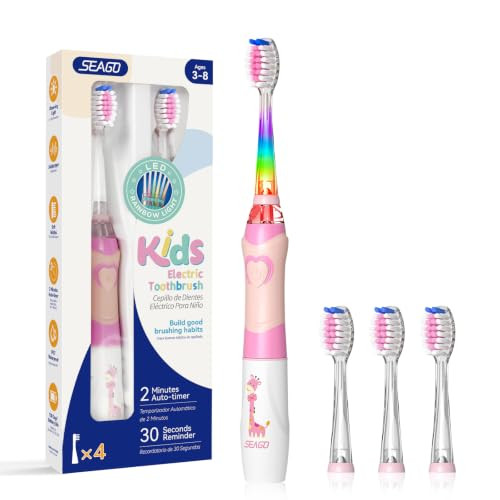 Seago Kids Electric Toothbrush Timer Led Light Aaa Powered 4 Heads