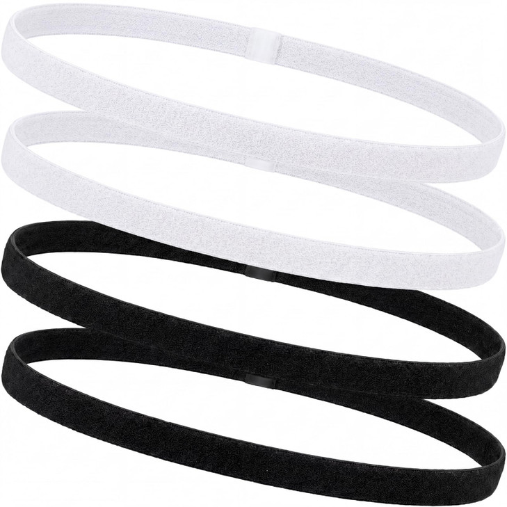 Sumind 4 Pcs Thin Non Slip Sport Elastic Head Bands Black White