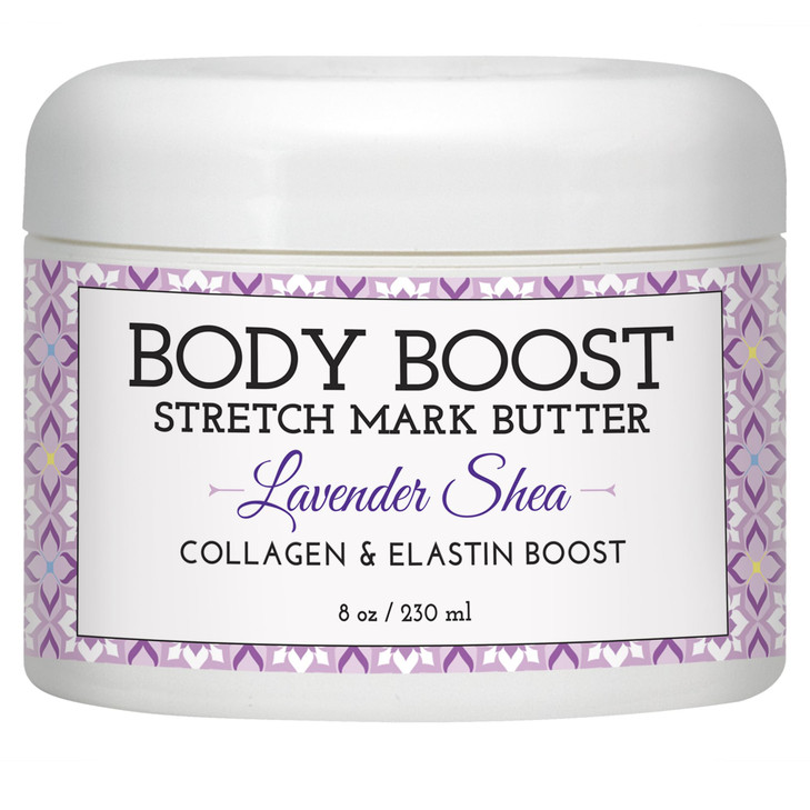 Body Boost Lavender Shea Stretch Mark Butter 8 Oz. Helps Treat Stretch Marks And Scars Pregnancy And Nursing Safe With Shea Butter