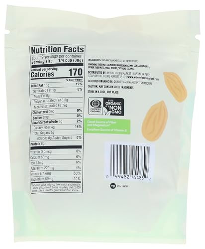 365 By Whole Foods Market Organic Raw Almonds 10 Ounce