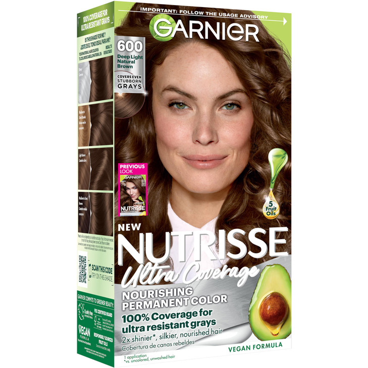 Garnier Nutrisse Ultra Coverage Hair Color Permanent Hair Dye For Up To 8 Weeks Of Stubborn Gray Coverage Vegan And Cruelty Free 600 Deep